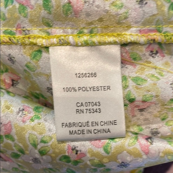 Green and Pink Long Sleeve Blouse with Tie Front - Picture 6 of 6